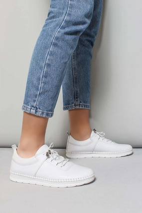 FST Genuine Leather Women's Casual Shoes 934ZA105 White - Corby Slide On Casual Shoes