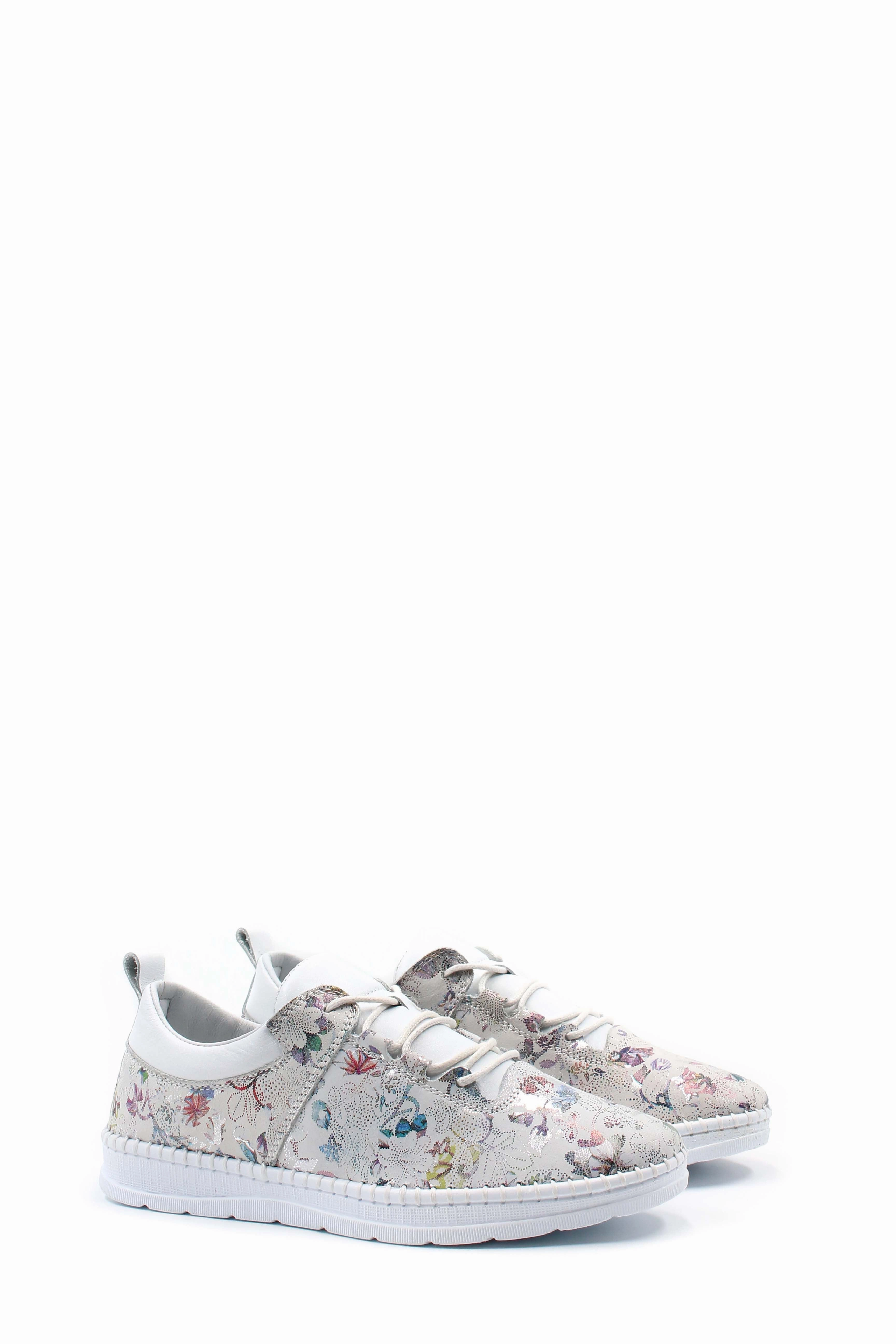 FST Genuine Leather Women's Casual Shoes 934ZA105 White Floral - Berriozbal Best Comfortable Casual Dress Shoes