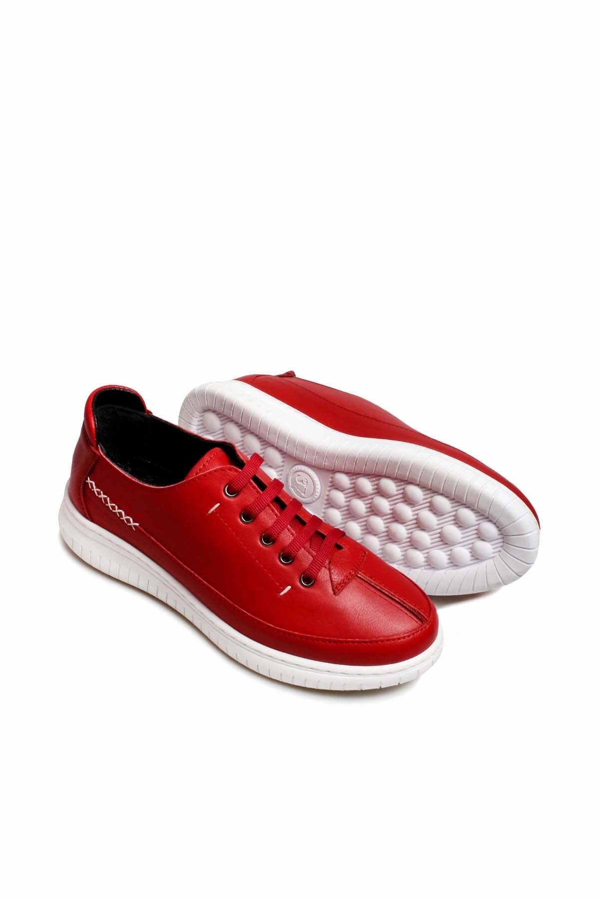 Wide Toe Casual Shoes FST Genuine Leather Women's Casual Shoes 583ZA402 Red - Lisburn