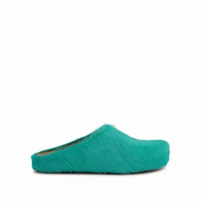 Slip On Sandals With Heels Fussbett Long Hair Sabot in Grass