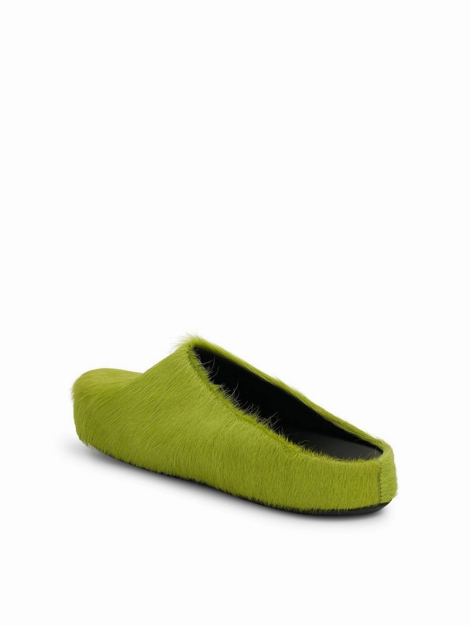 Fussbett Long Hair Sabot in Light Lime Medium Heel Platform Sandals