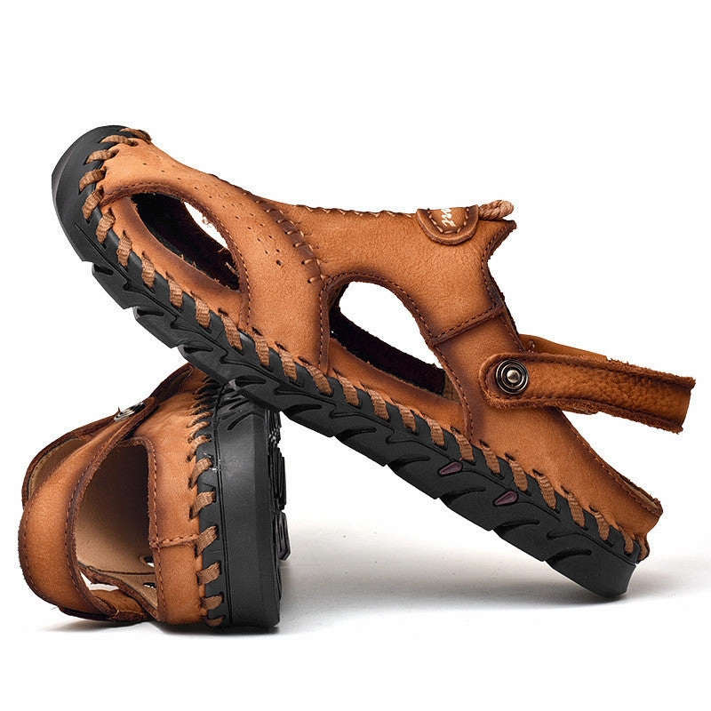 Powerstep Sandals Gabriel - Men Super Soft Leather Summer Sandals Breathable Slip on