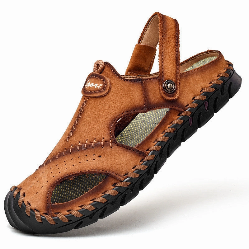 Gabriel - Men Super Soft Leather Summer Sandals Breathable Slip on Sandals Gladiator Leather