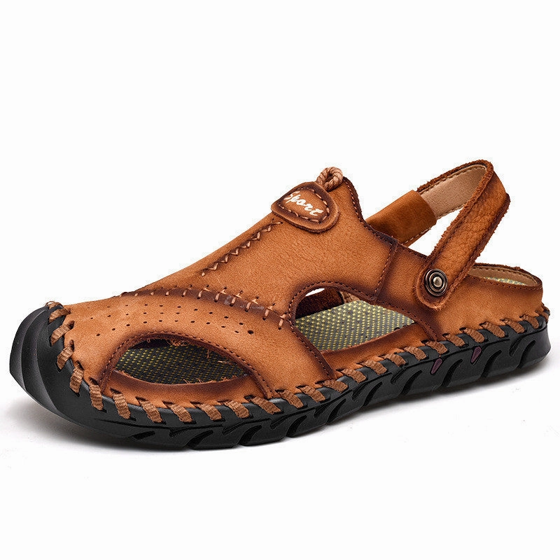 Japanese Wooden Sandals Gabriel - Men Super Soft Leather Summer Sandals Breathable Slip on