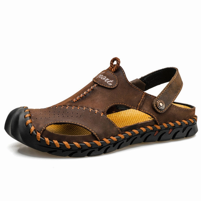 Gabriel - Men Super Soft Leather Summer Sandals Breathable Slip on Sandals Paradise Island