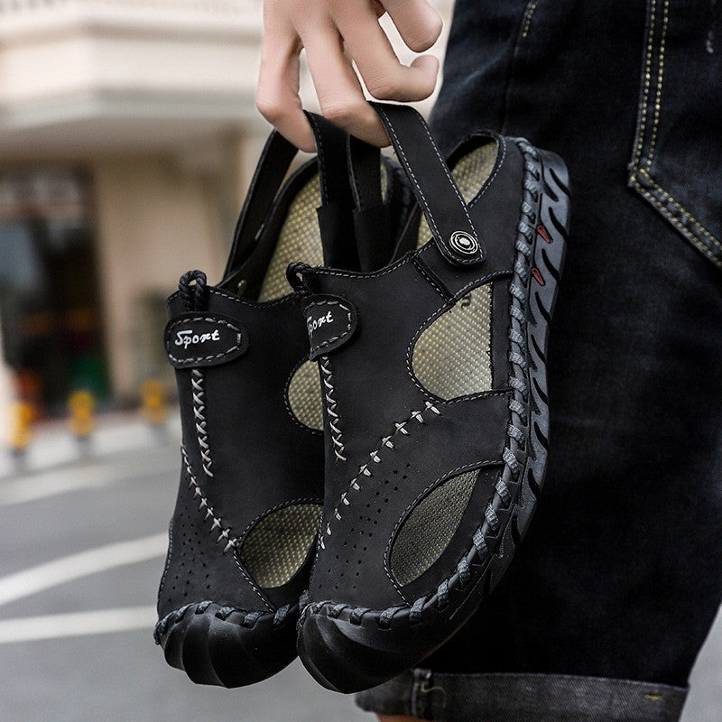 Zappos Sandals Gabriel - Men Super Soft Leather Summer Sandals Breathable Slip on