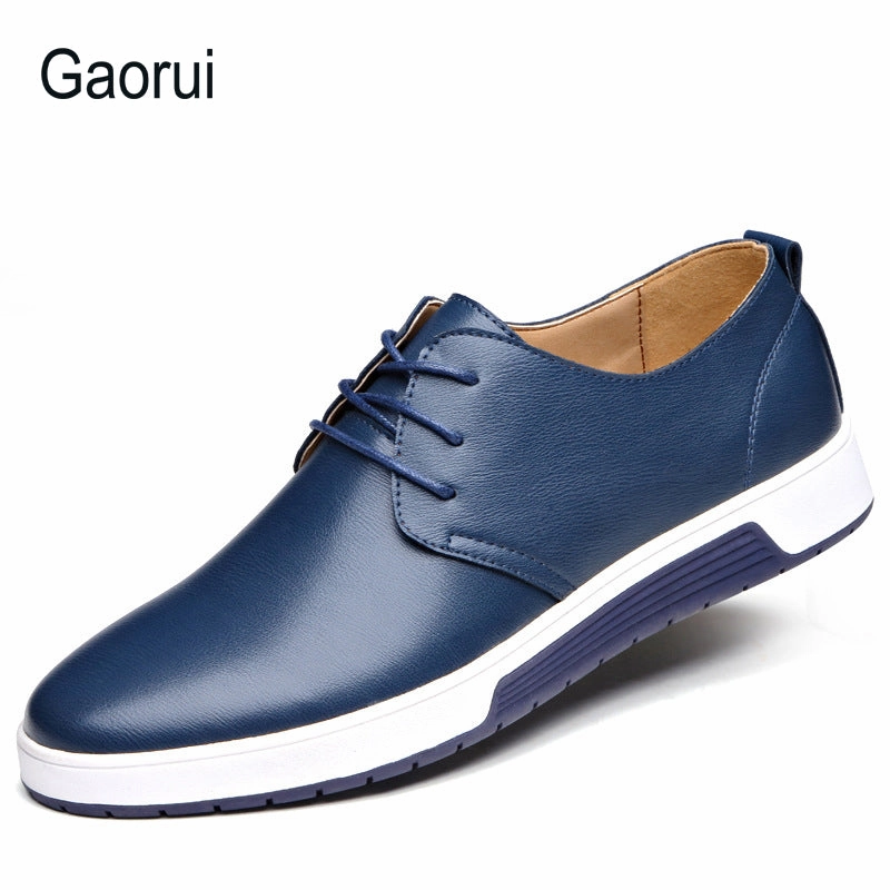 Flat Sole Football Shoes Gaorui New Brand Men Loafers PU Leather Casual Shoes Men Flats Oxford Shoes For Men Driving Shoes Lace Up Plus Size
