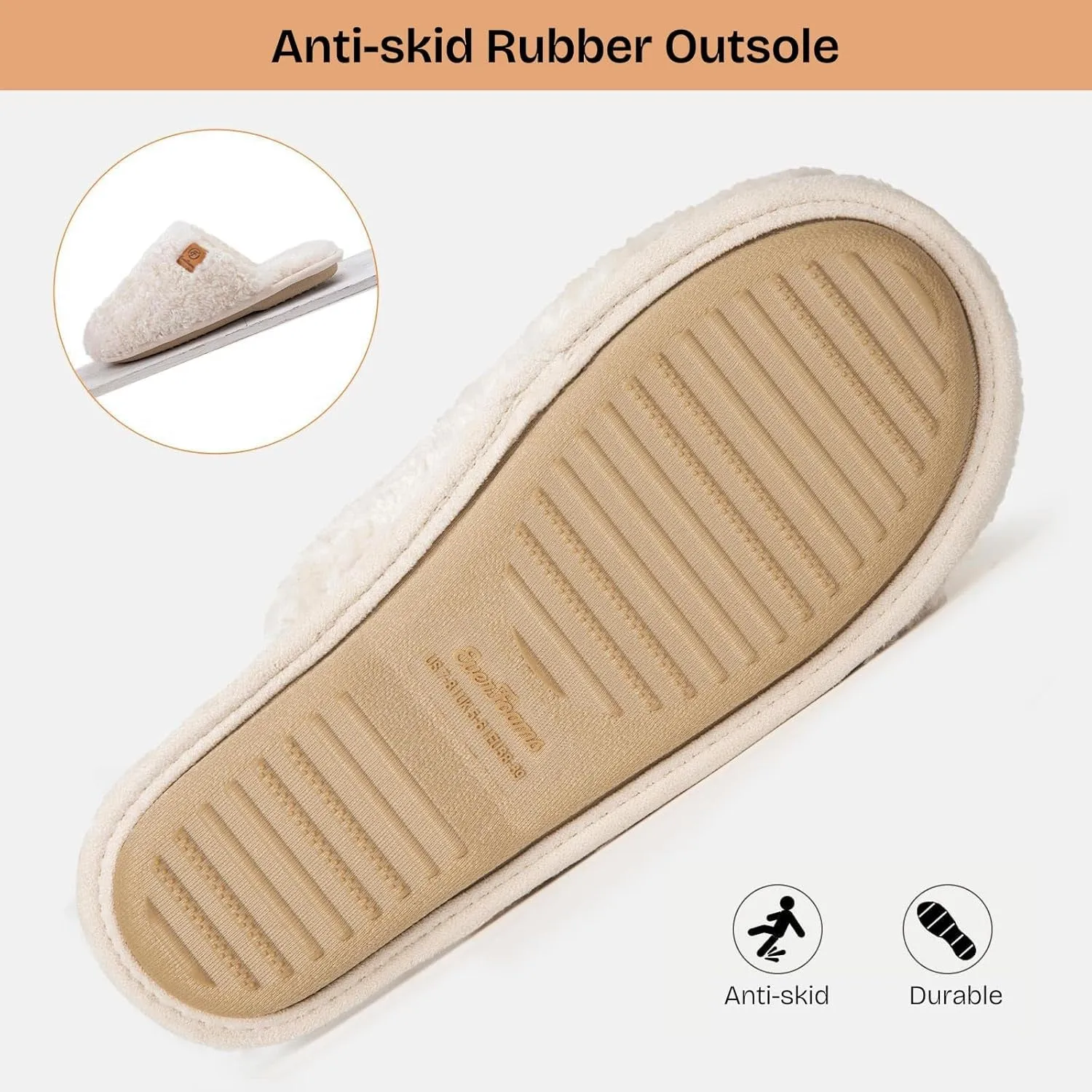 Walk Hero Slippers Women'S Fuzzy Slip-On Slippers Warm Cozy Soft Lightweight Memory Foam Indoor House Shoes