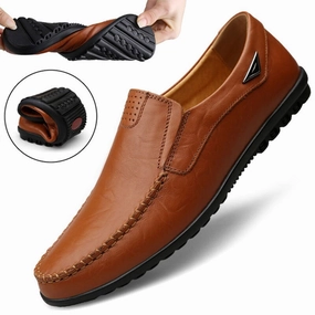 Genuine Leather Men Casual Loafers Breathable Slip on Driving Shoes Plus Size Classic Dan Loafers
