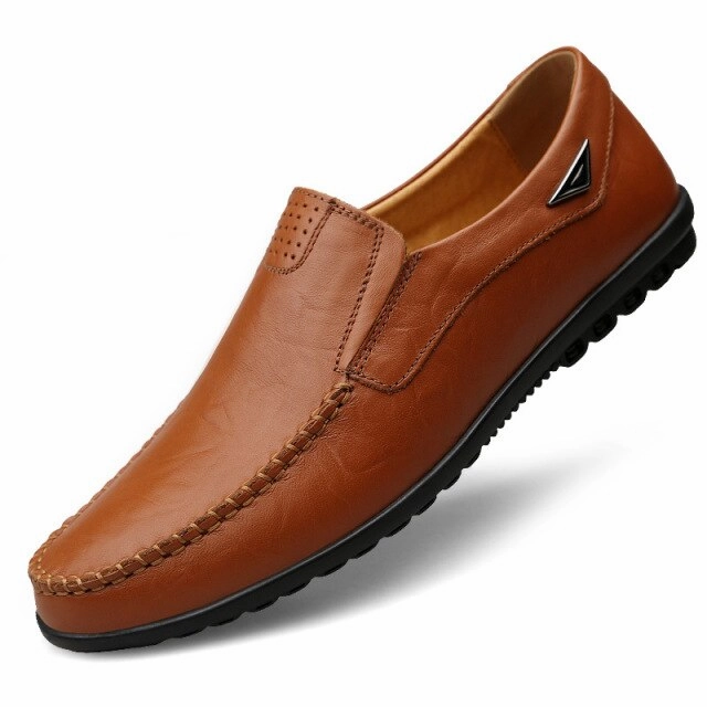 Genuine Leather Men Casual Loafers Breathable Slip on Driving Shoes Plus Size Tyrese Haliburton Loafers