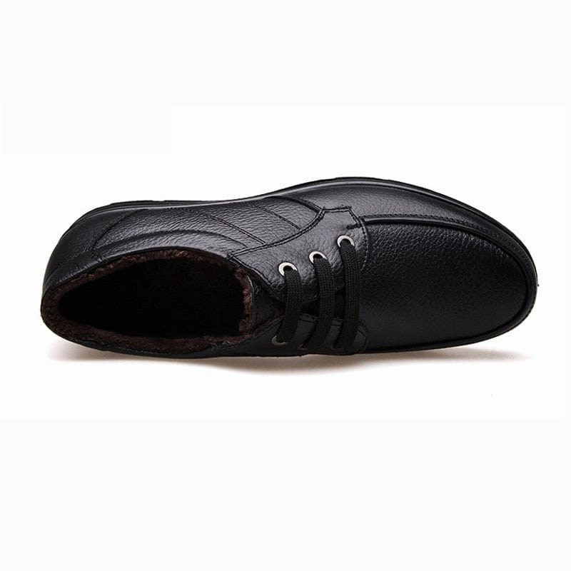 Casual Loafers With Jeans Genuine Leather Shoes Men Winter Shoes Brand Footwear Warm Shoes Plush Mens Casual Shoes Male High Quality Cowhide Loafers KA444