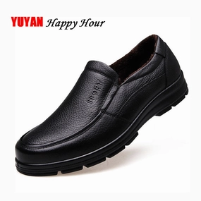 Loafers 1950s Genuine Leather Shoes Men Winter Shoes Brand Footwear Warm Shoes Plush Mens Casual Shoes Male High Quality Cowhide Loafers KA444