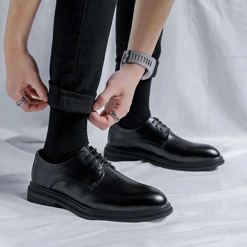 Jeweled Flat Shoes Genuine Leather Shoes Men Brogues Business Footwear Flat