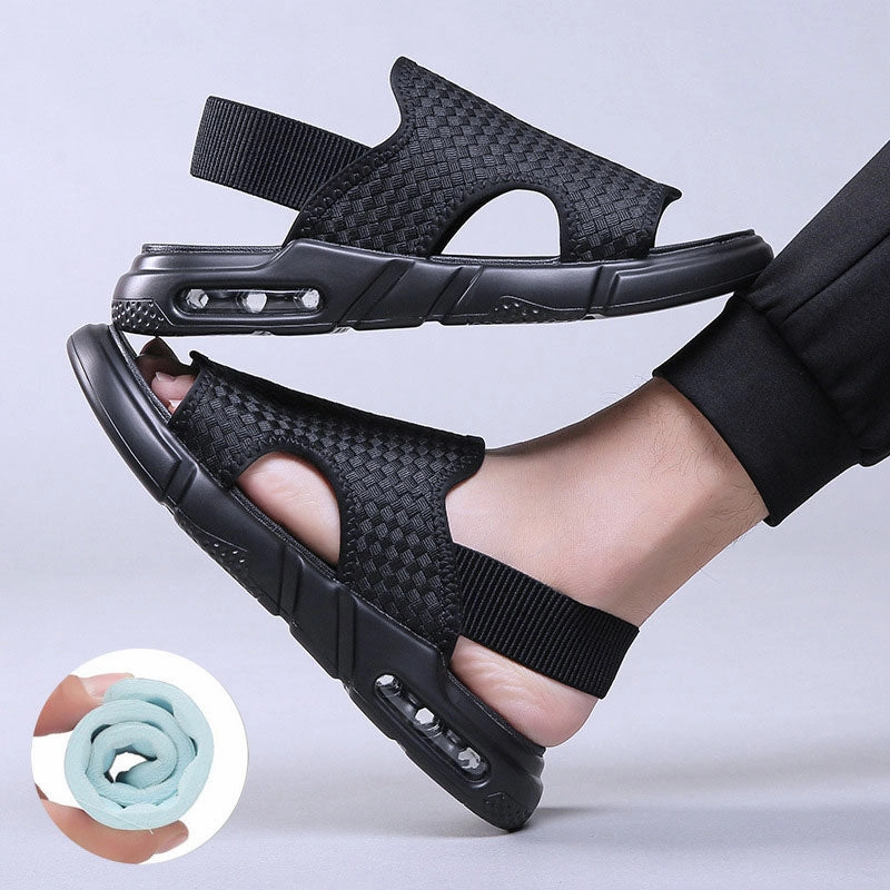 Slim Sandals Soft Sole Black Woven Summer Sandals