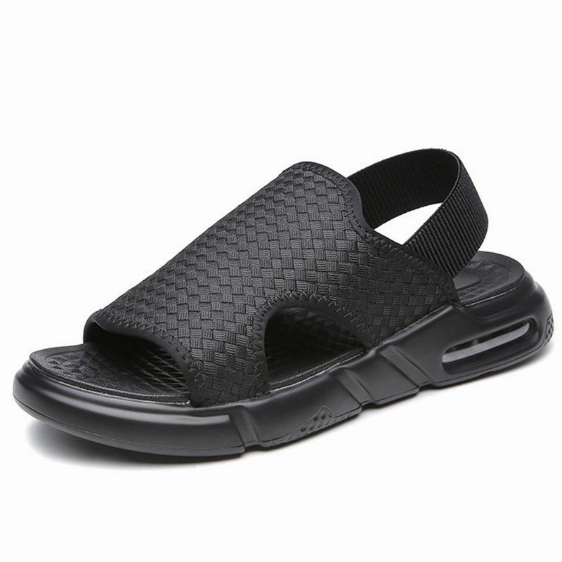 Soft Sole Black Woven Summer Sandals Strapy Sandals