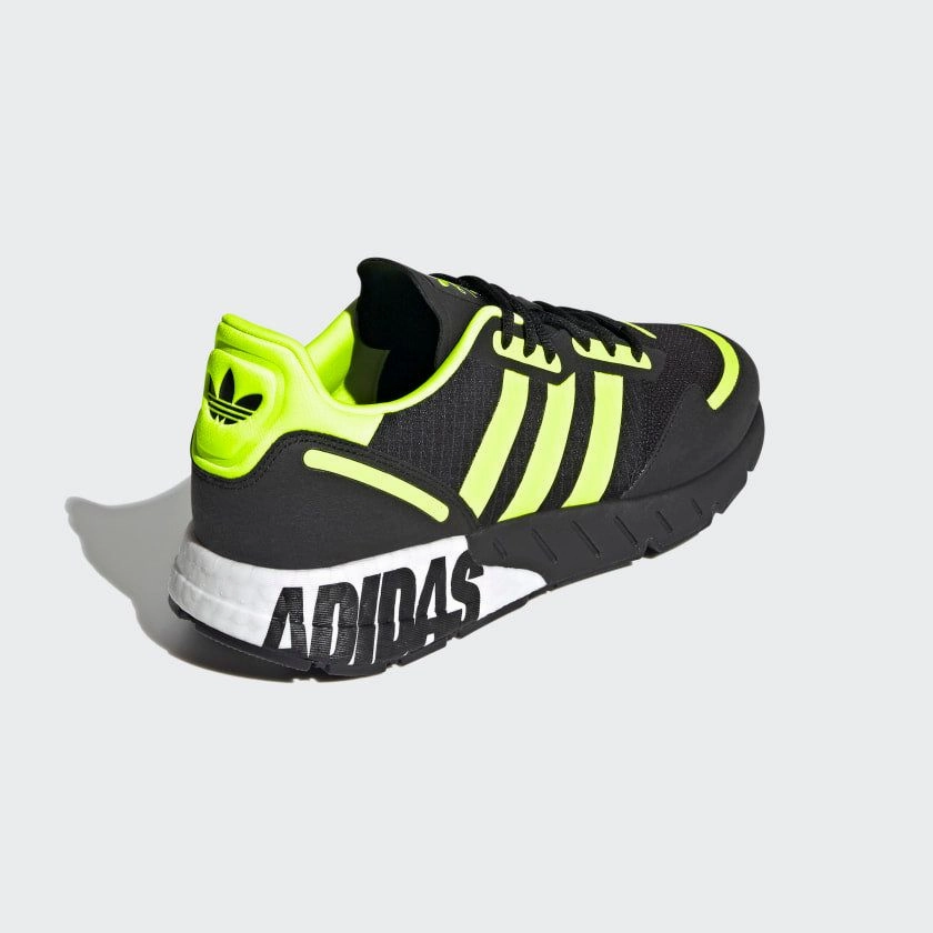 Adidas Men's ZX 1K Boost Shoes - Core Black / Solar Yellow / Matte Silver Adidas Trainers Shoes