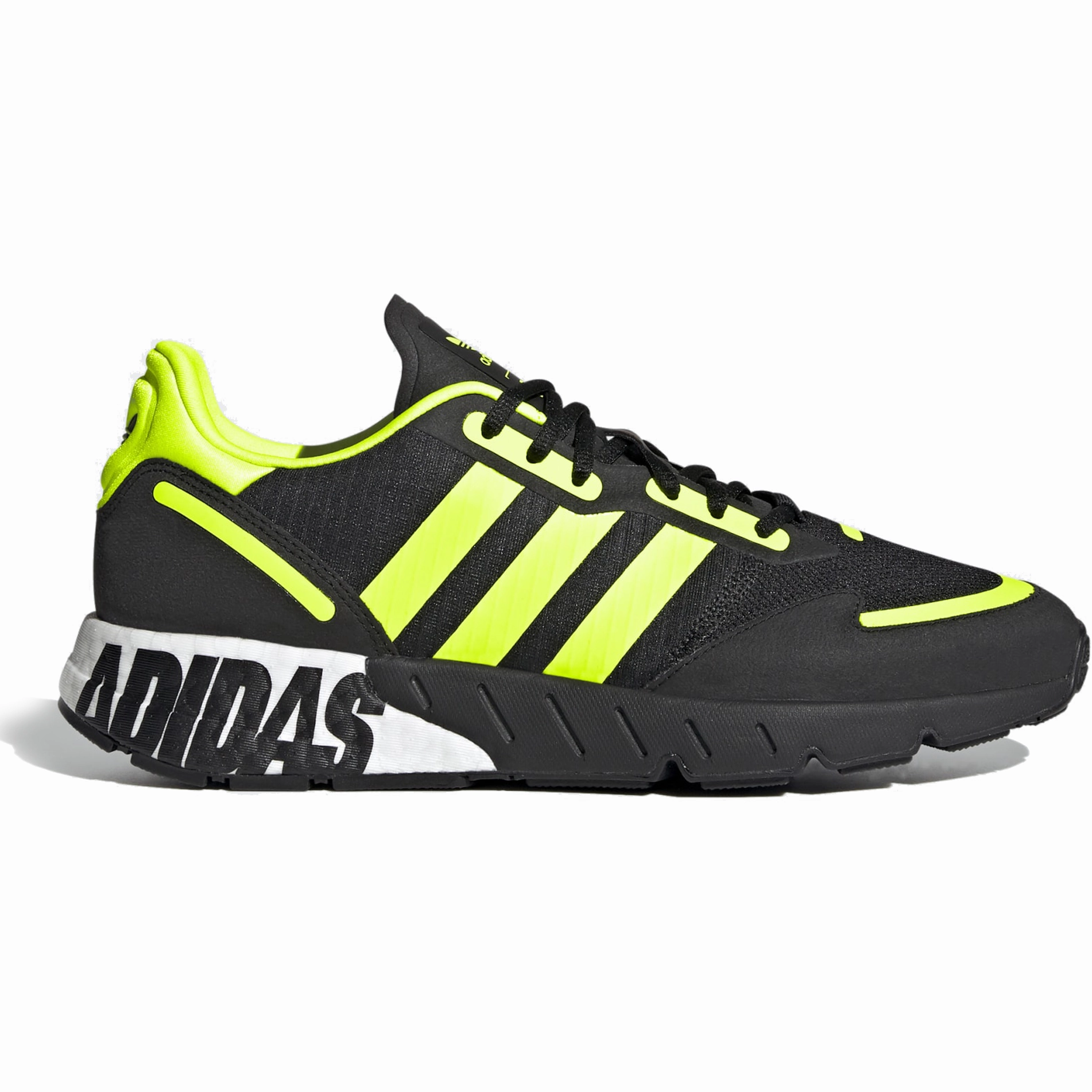 Adidas Gamecourt Tennis Shoes Adidas Men's ZX 1K Boost Shoes - Core Black / Solar Yellow / Matte Silver