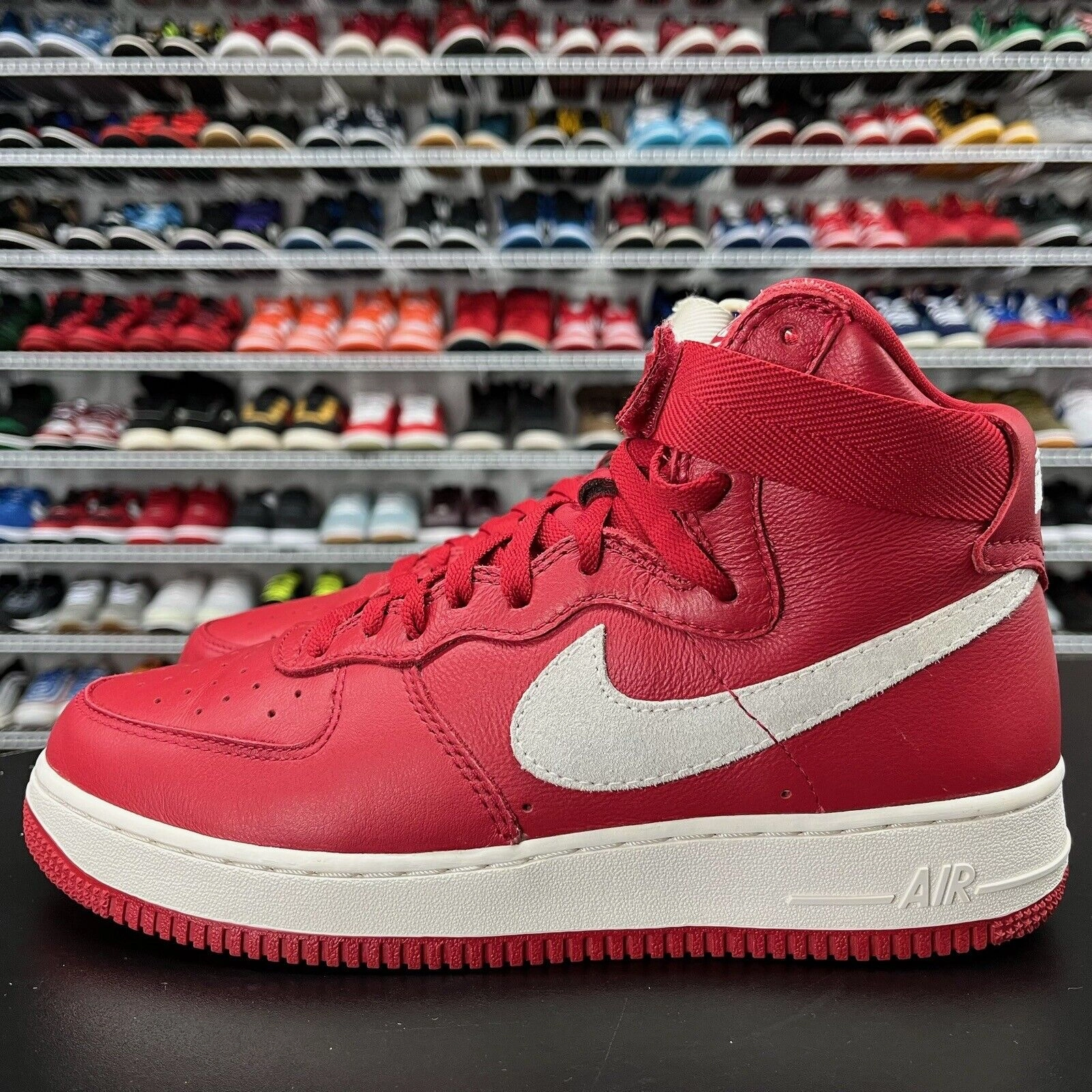 Nike Air Force 1 High QS NAI-KE China Red Summit White 743546-600 Men's Size 8.5 Asics Gel-kayano 27 Running Shoes