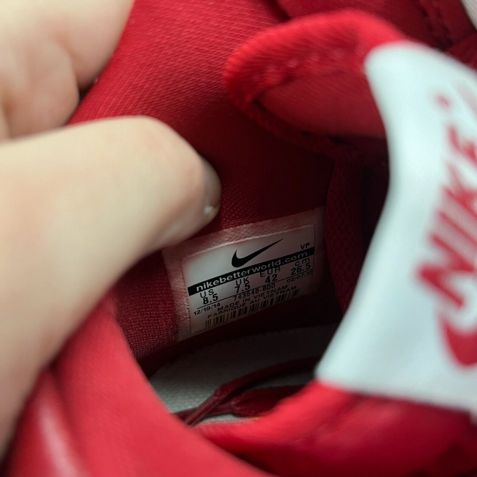 Discount Asics Running Shoes Online Nike Air Force 1 High QS NAI-KE China Red Summit White 743546-600 Men's Size 8.5