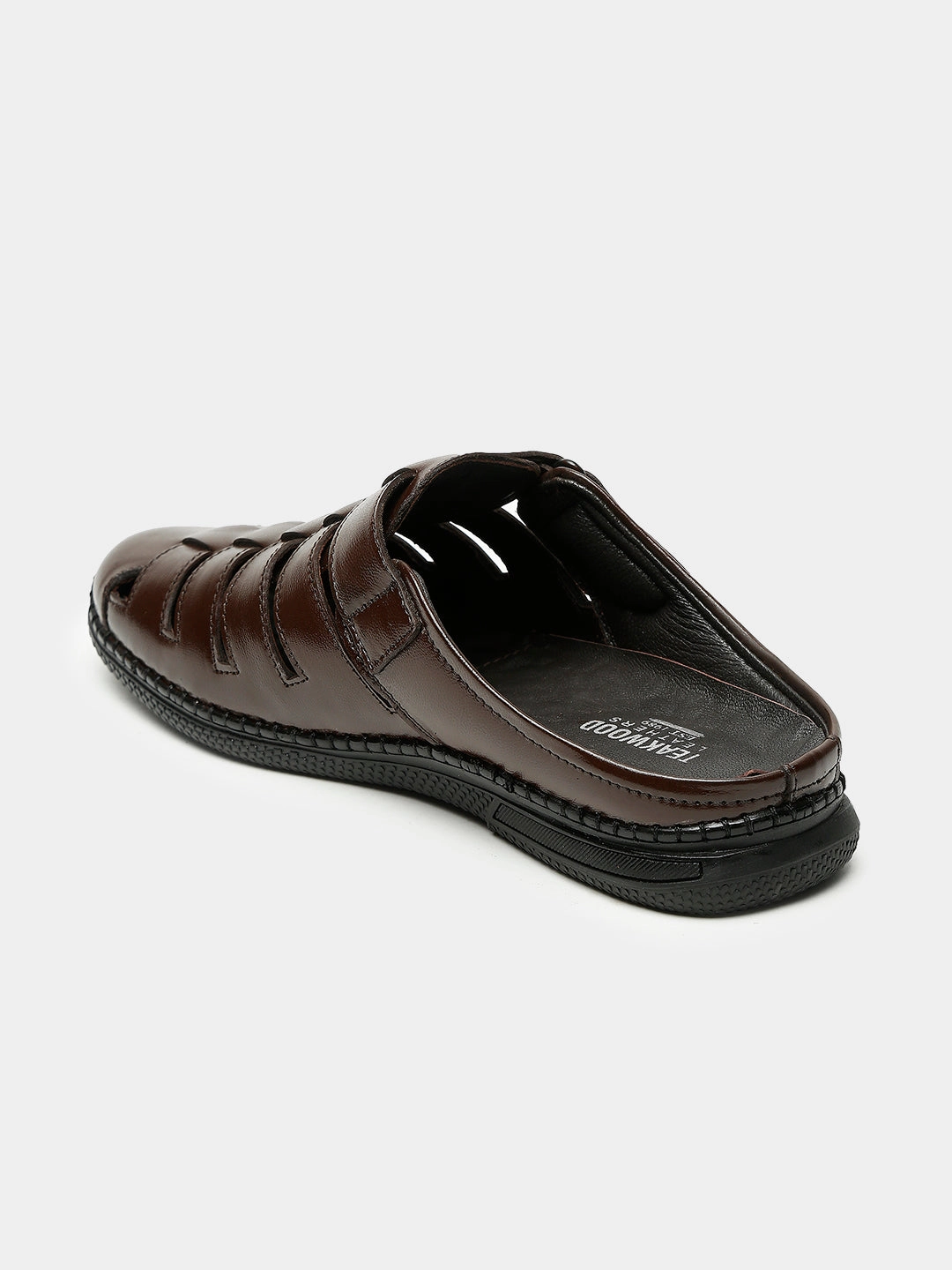 Teakwood Men's Real Leather Brown Sandals Walking Sandals With Arch Support