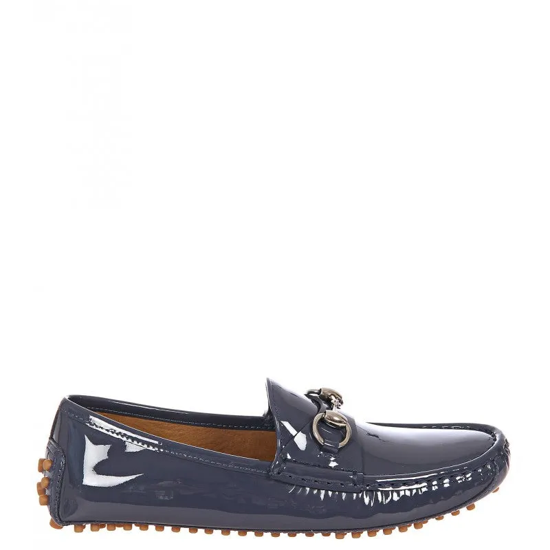 Heeled Platform Loafers Gucci Blue patent leather driver shoes