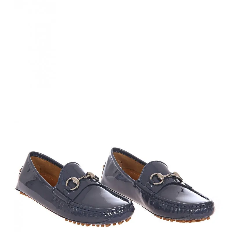 Italian Loafers Sale Gucci Blue patent leather driver shoes