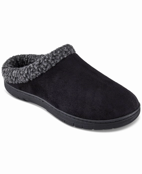 Haggar Men's Fleece Lined  Clog Slippers Black Size 8 to 9 Black Flat Slides