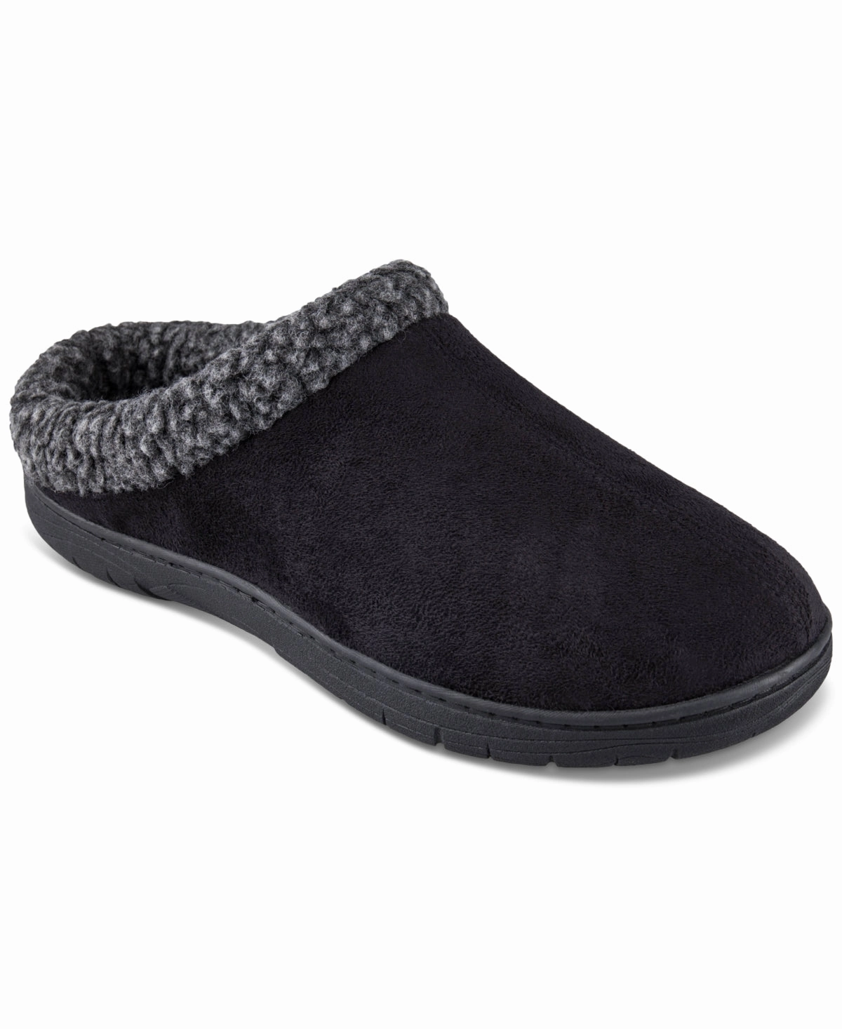 Haggar Men's Fleece Lined  Clog Slippers Black Size 8 to 9 Slippers For Vegans