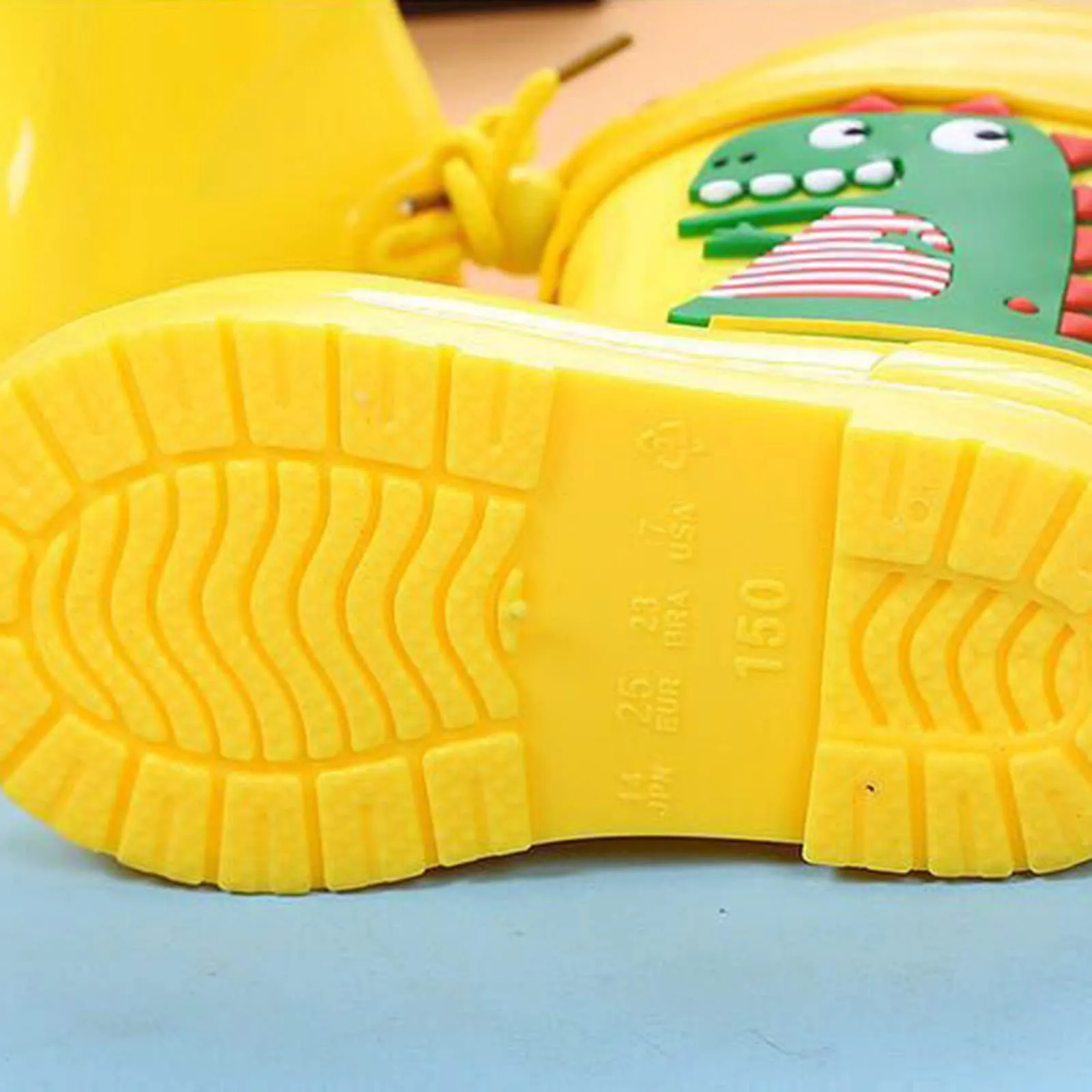 Generic Toddler Dinosaur Rain Boots Waterproo Rubber Kids Rain Boots for Girls Boys Outdoor Non Slip Water (Yellow, 2-3 Years) Hot Topic Slippers