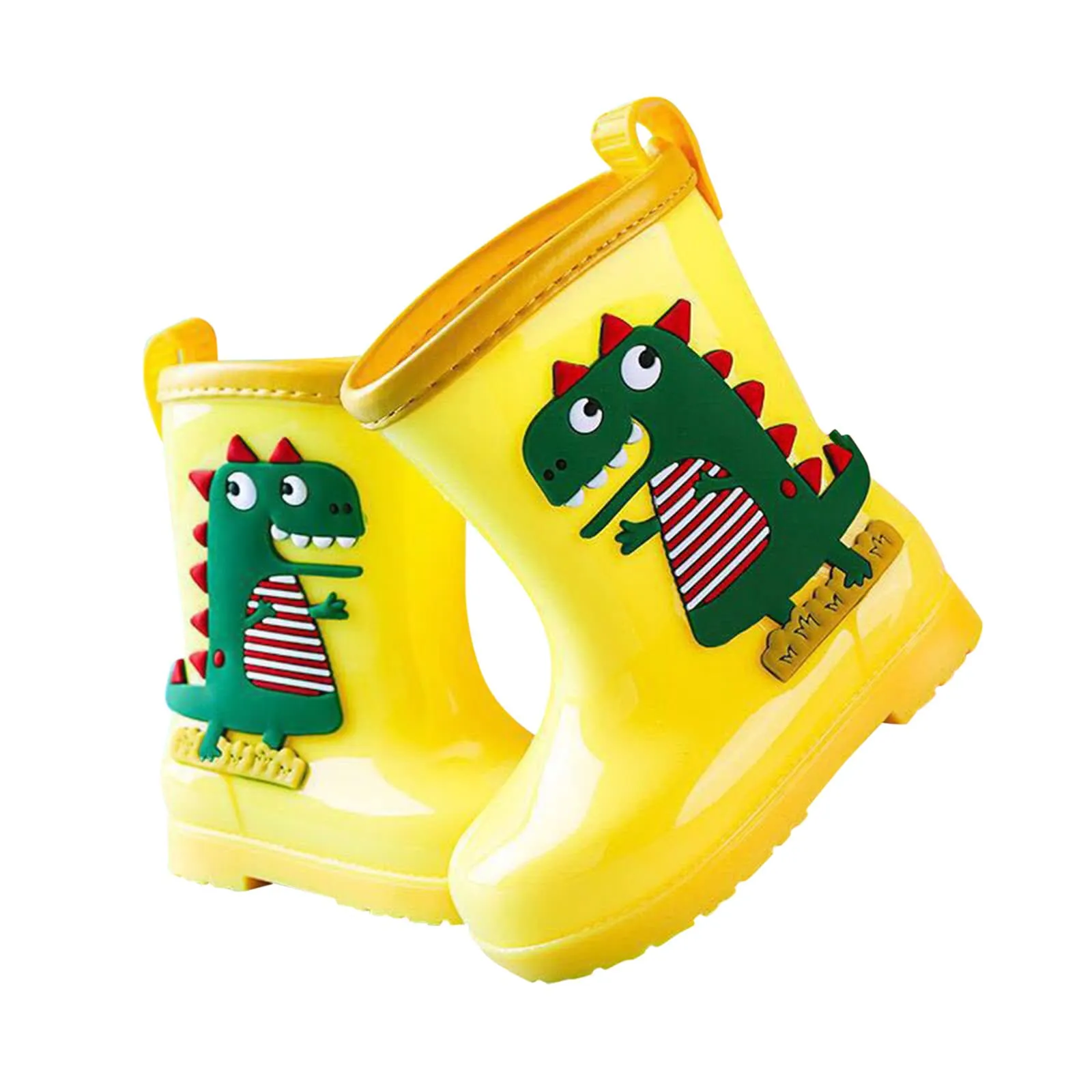 Club Slippers Generic Toddler Dinosaur Rain Boots Waterproo Rubber Kids Rain Boots for Girls Boys Outdoor Non Slip Water (Yellow, 2-3 Years)