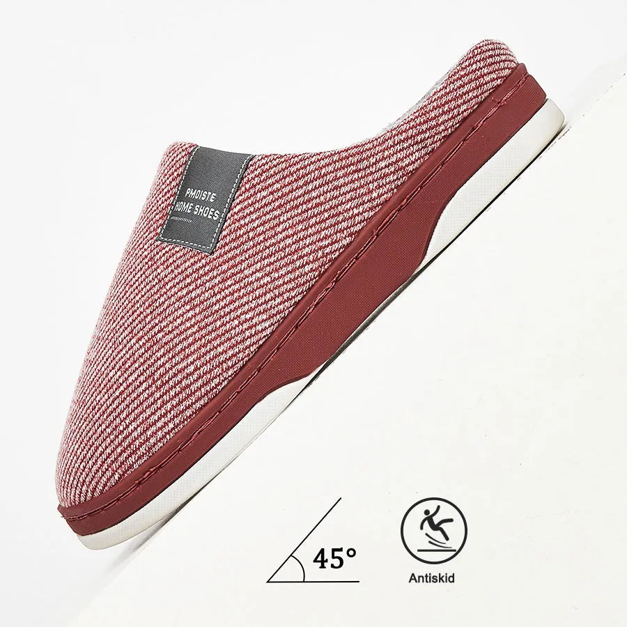 Slip Into Slippers Fashion Plush Slippers for Ladies with Cotton Twill Stripes Line