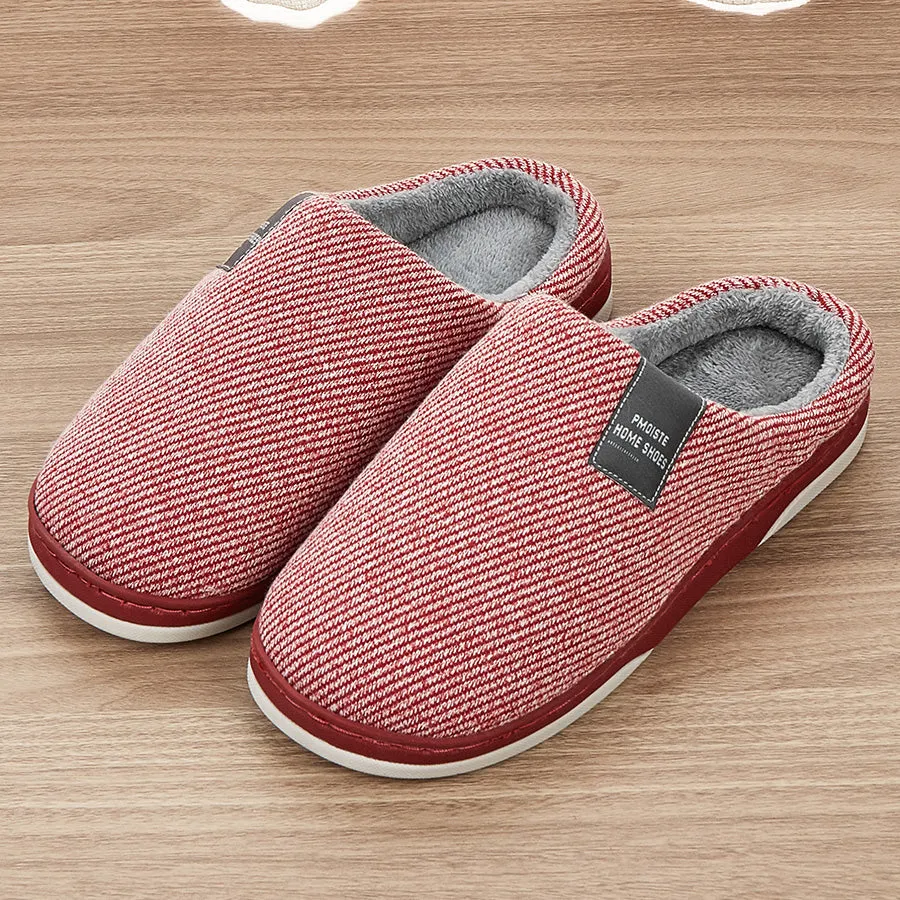 Slippers Brands Fashion Plush Slippers for Ladies with Cotton Twill Stripes Line