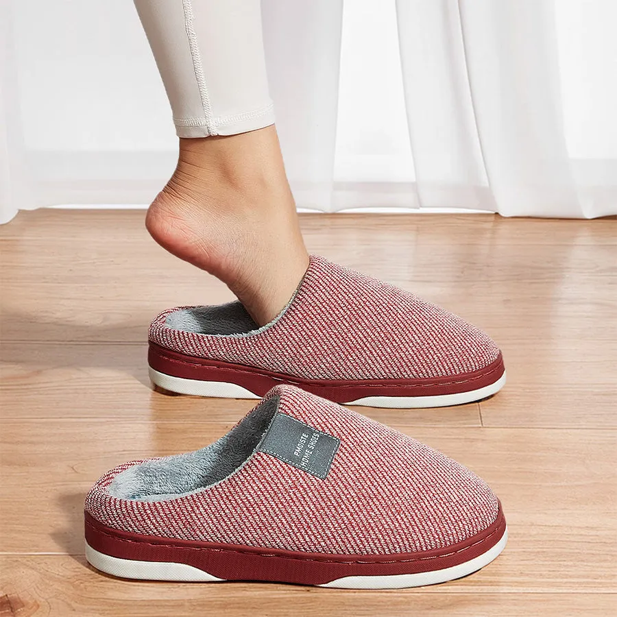 Fashion Plush Slippers for Ladies with Cotton Twill Stripes Line Havana Slippers