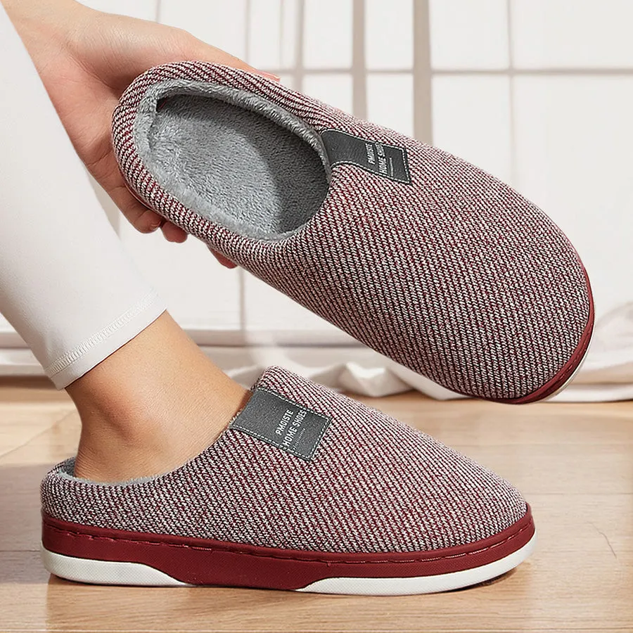 Felted Slippers Fashion Plush Slippers for Ladies with Cotton Twill Stripes Line
