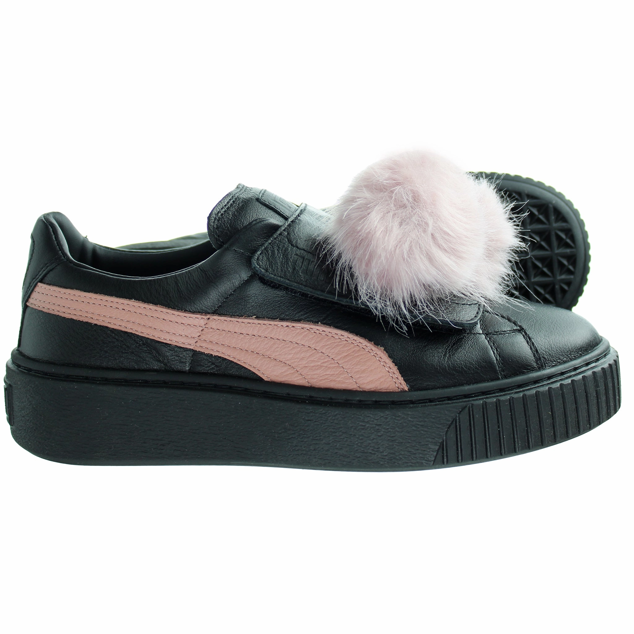 Buy Puma Shoes Online Australia Puma Basket Platform PomPom Womens Black Trainers