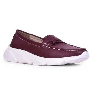 Lug Sole Platform Loafers Healers Casual Maroon Loafers For Women C275-01 By Liberty