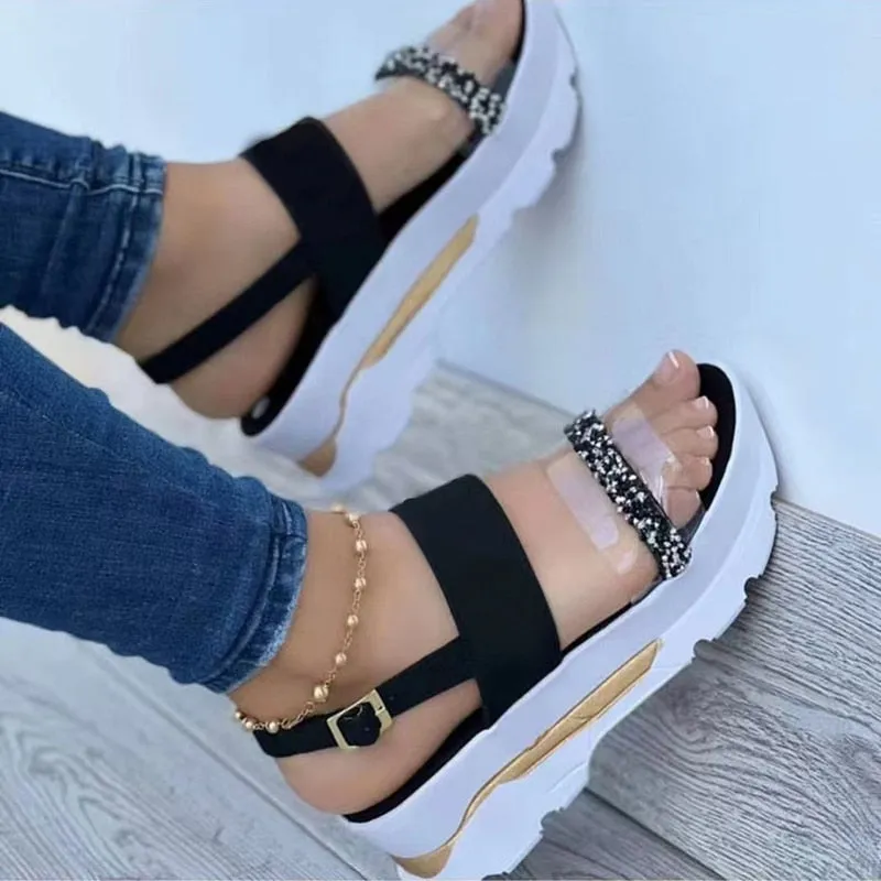 Sandals Platform Sonicelife  Women Sandals Women Heels Sandals For Summer Chaussure Femme Platform Sandals Shoes On Heel Lightweight Wedges Shoes For Women