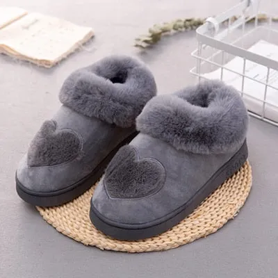 Heart-Shaped Cotton Women Slippers Lamo Footwear Slippers