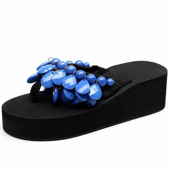 Flip Flops Arch Fit HEE GRAND Woman String Bead Slippers Wedges Flip Flops Summer Colorful  Shoes Light Beach Slides Women's Girl's Footwear XWT728