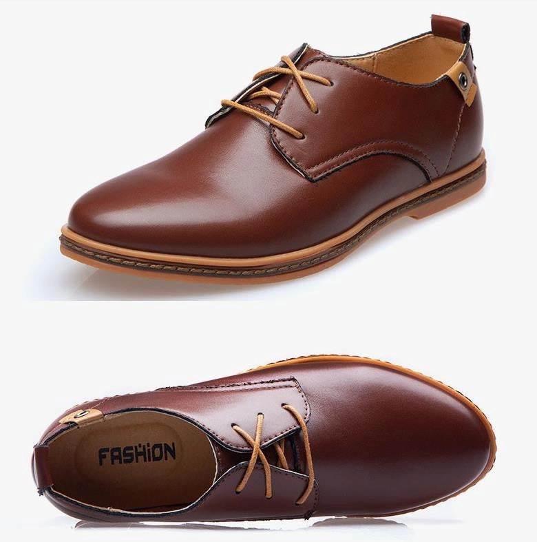 Hot Sale New Fashion Men Leather Shoes Spring/Autumn Men Casual Flat Patent Leather Oxford Men Shoes Best Flat Shoes For Weightlifting