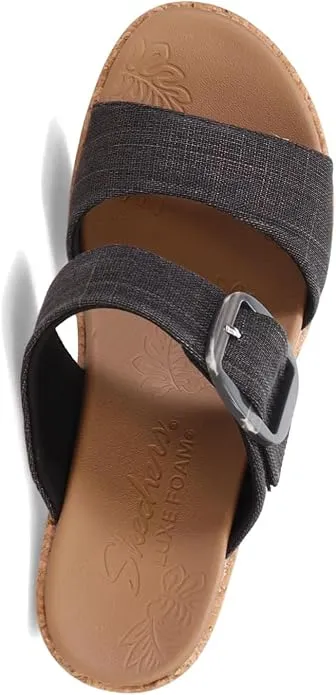 Skechers Women's Brystol Wedge Sandal Bar Flip Flop