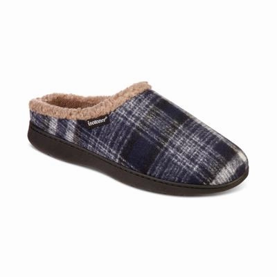 Charvet Slippers Isotoner Mens Plaid Hoodback Slipper Navy Blue XL 11 to 12