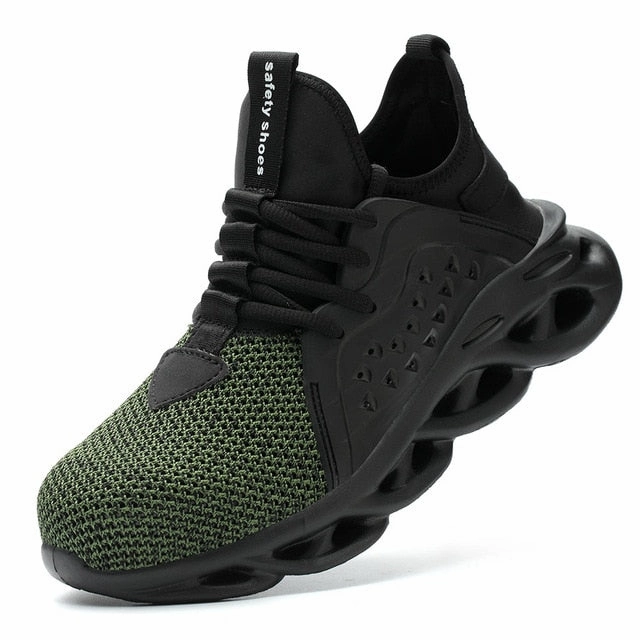 Pointe Shoe Style Flats JACKSHIBO  Work Safety Shoes For Men Summer Breathable Boots Working Steel Toe Anti-Smashing Construction Safety Work Sneakers