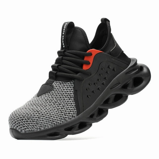 JACKSHIBO  Work Safety Shoes For Men Summer Breathable Boots Working Steel Toe Anti-Smashing Construction Safety Work Sneakers Flat Foot Underpronation Shoes