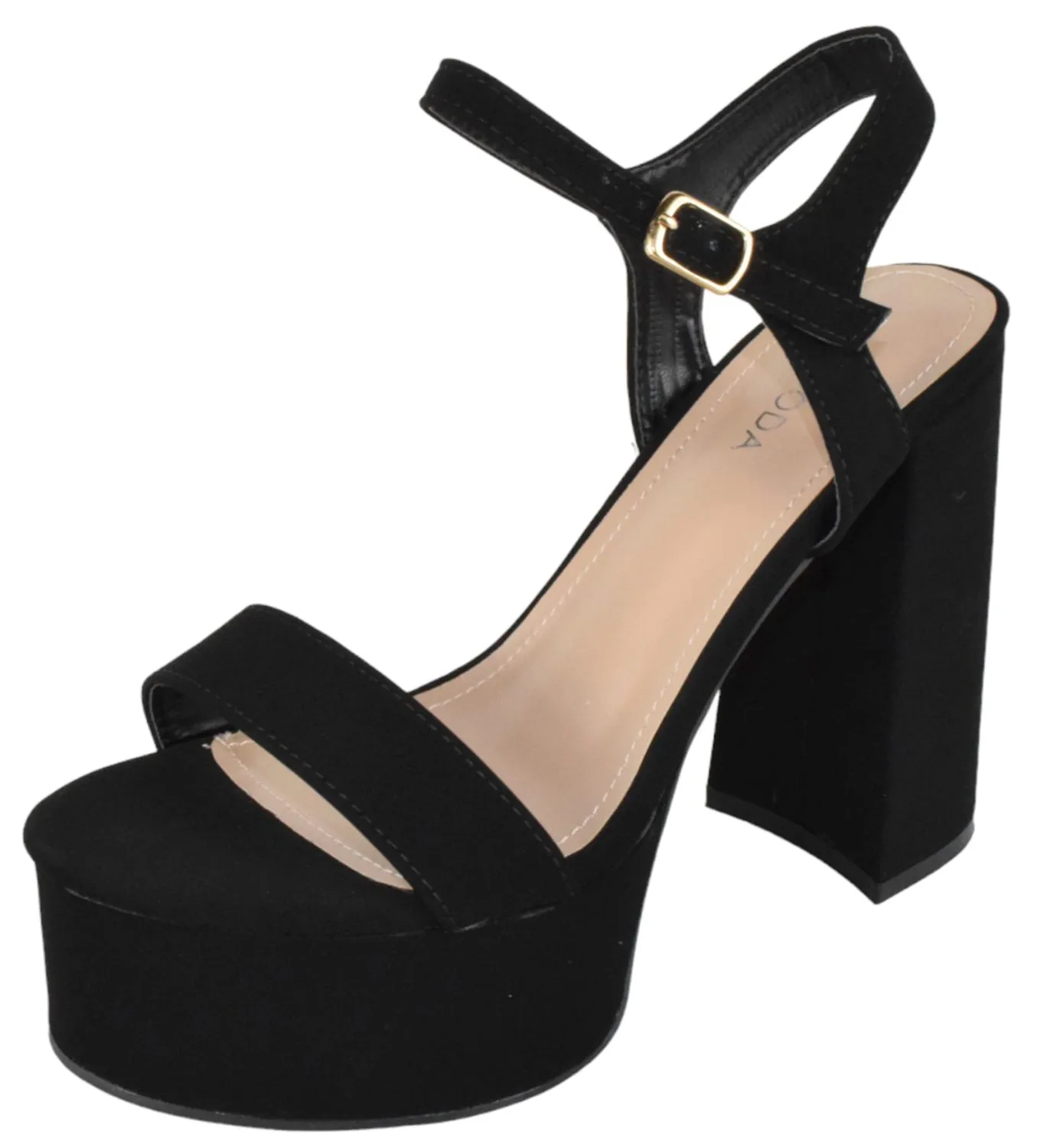 JASMINE-1 Black Nubuck Top Moda Sandals Cabo