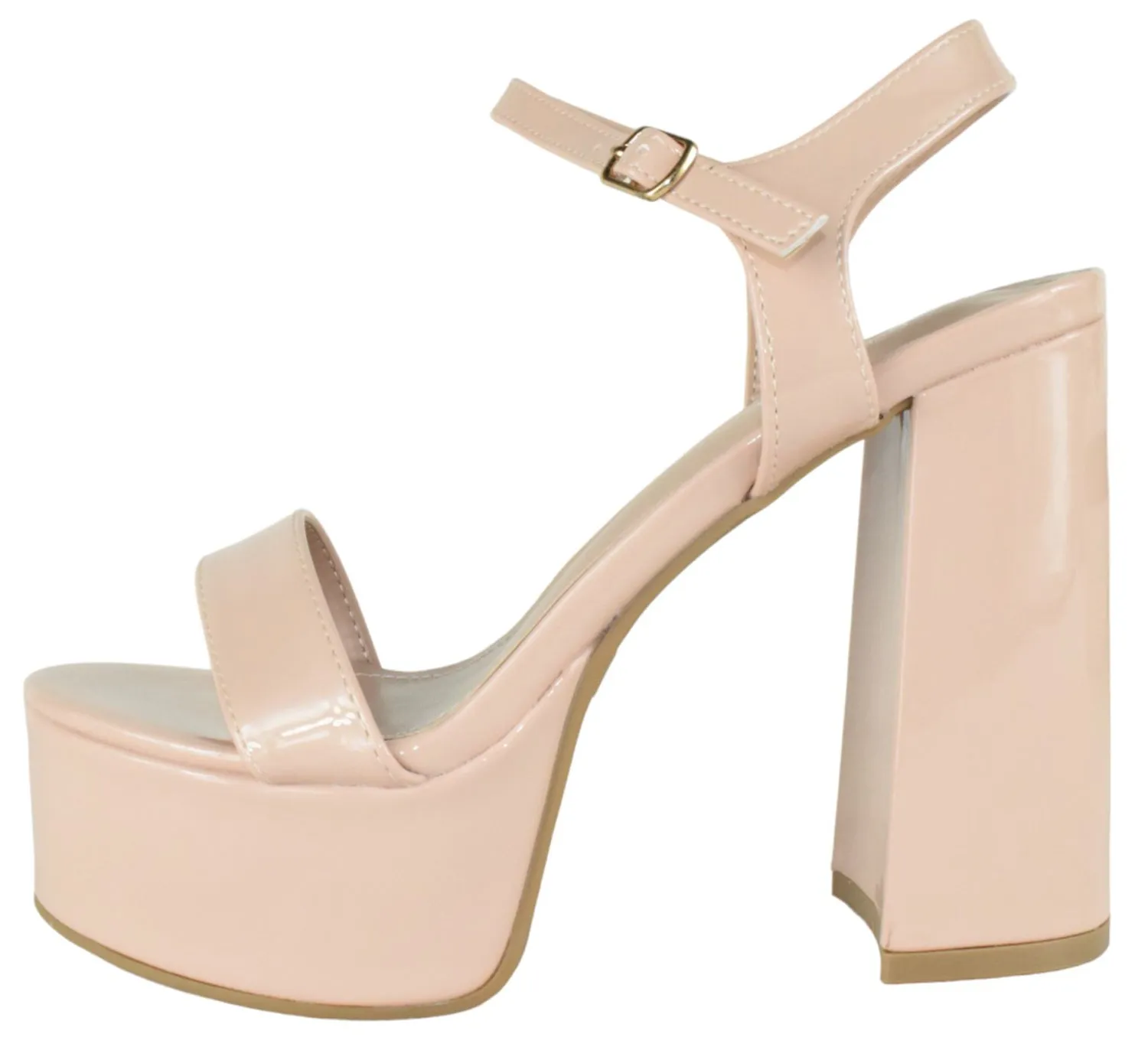 Sandals Wide Feet JASMINE-1 Nude Patent Top Moda