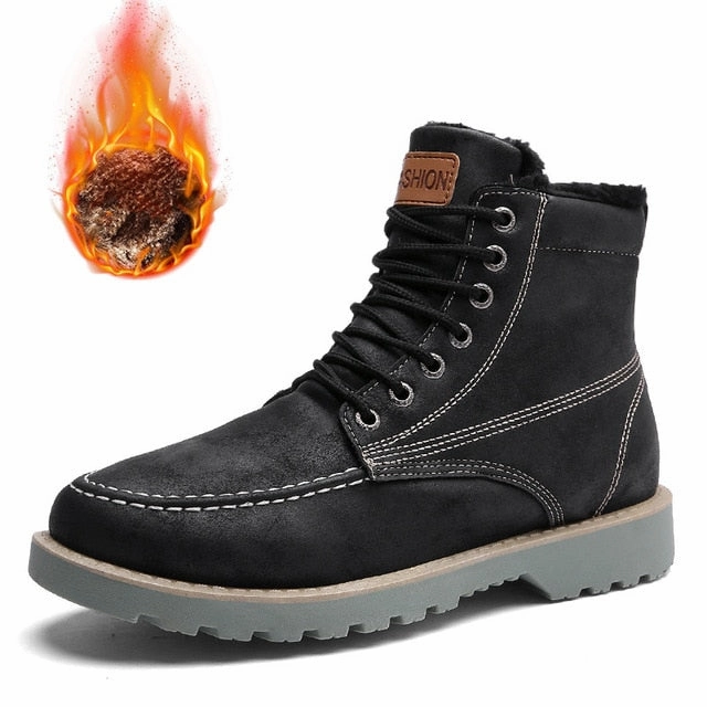 Gold Flat Lace Up Shoes JKPUDUN Vintage Men Boots Lace-Up Winter Leather Martin Boots Men Waterproof Work Tooling Safety Ankle Boots Casual Shoes Botas