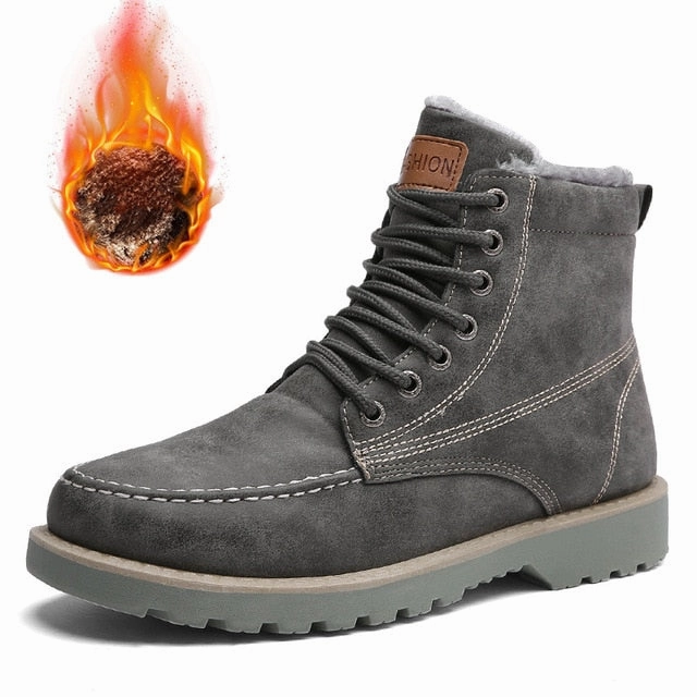 Unisa Shoes Flats JKPUDUN Vintage Men Boots Lace-Up Winter Leather Martin Boots Men Waterproof Work Tooling Safety Ankle Boots Casual Shoes Botas