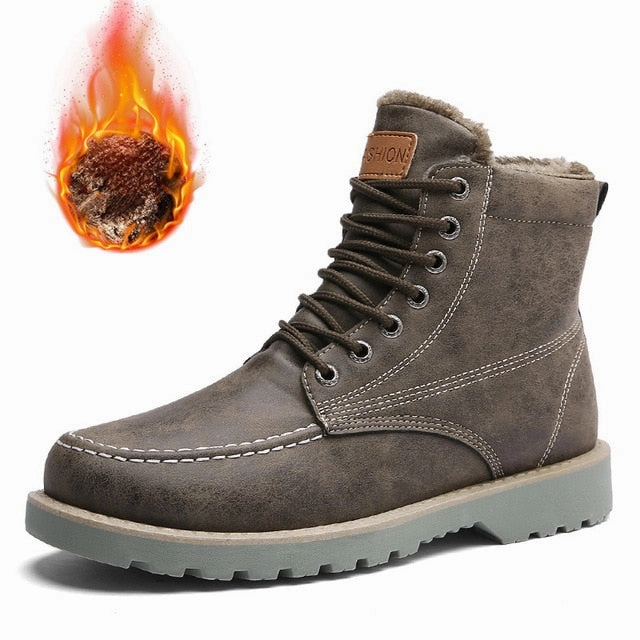 Capezio Shoes JKPUDUN Vintage Men Boots Lace-Up Winter Leather Martin Boots Men Waterproof Work Tooling Safety Ankle Boots Casual Shoes Botas