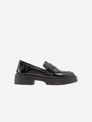 Josie Vegan Leather Platform Loafers | Black Patent Loafers For Women